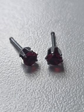 Red Gem Stud Earrings
